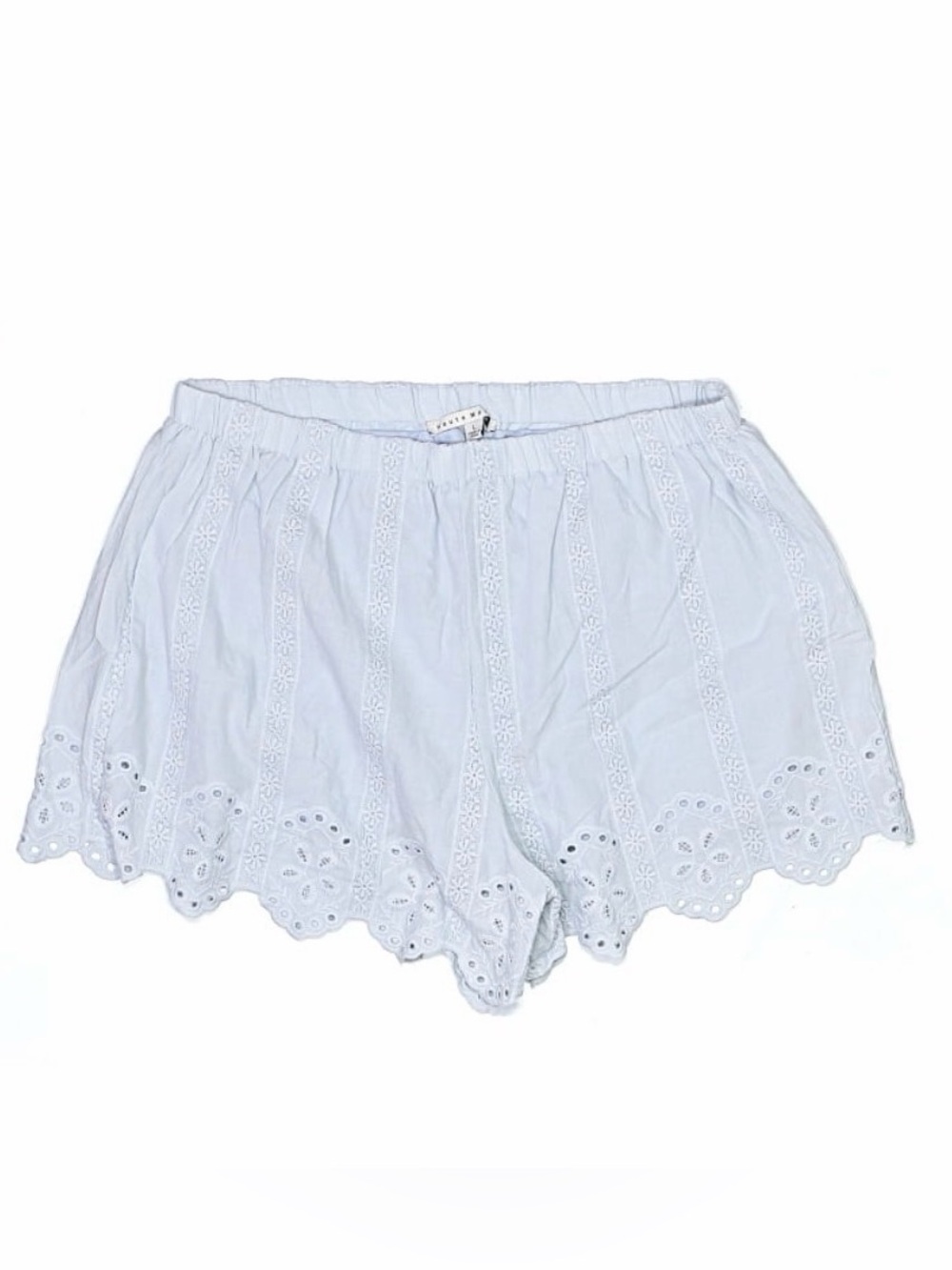 Haute Monde Blue Eyelet Embroidered Scallop Shorts Size Large